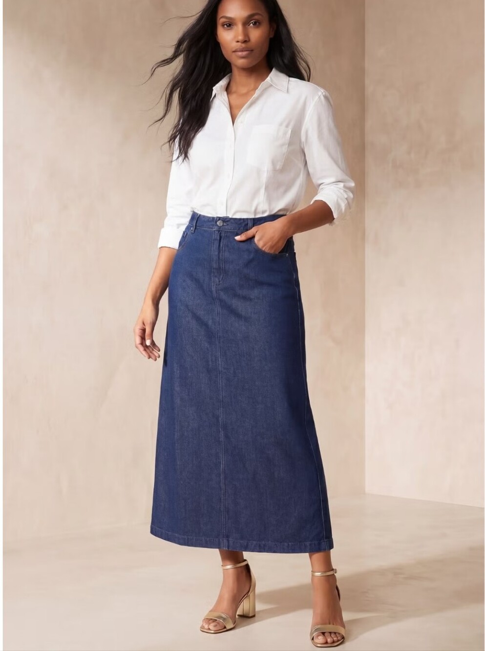 Jessica London Classic Midi Denim Skirt #3963
